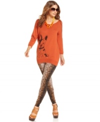 Add cool kitsch to your fall look with this slouchy Bar III dog-print sweater -- contrast it with sleek skinny jeans!