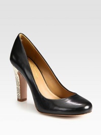 A snake-print leather heel adds an exotic touch to this classic silhouette of smooth calfskin. Snake-embossed leather heel, 3¾ (95mm)Leather upperLeather lining and solePadded insoleImportedOUR FIT MODEL RECOMMENDS ordering one half size up as this style runs small. A snake-print leather heel adds an exotic touch to this classic silhouette of smooth calfskin. Snake-embossed leather heel, 3¾ (95mm)Leather upperLeather lining and solePadded insoleImportedOUR FIT MODEL RECOMMENDS ordering one half size up as this style runs small.
