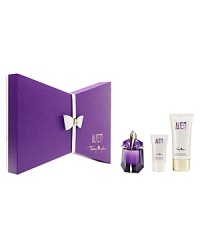Fragrance and fashion are paired together in this extraordinary selection of Alien treasures. The products are housed in a striking angular box, accented with a chic leather-like knot.Set includes:- Refillable Eau de Parfum Spray, 30 mL/1 fl. oz.- Radiant Body Lotion, 100 mL/3.4 oz. net wt.- Radiant Shower Gel, 30 mL/1 fl. oz. Fragrance and fashion are paired together in this extraordinary selection of Alien treasures. The products are housed in a striking angular box, accented with a chic leather-like knot.Set includes:- Refillable Eau de Parfum Spray, 30 mL/1 fl. oz.- Radiant Body Lotion, 100 mL/3.4 oz. net wt.- Radiant Shower Gel, 30 mL/1 fl. oz.