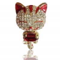 Korean Fortune Cat Style Flash Diamond Crystal Key Chain Ring Keyring Keychain Fob Holder Bag Handbag Ornament Decoration Hook, Red Korean Fortune Cat Style Flash Diamond Crystal Key Chain Ring Keyring Keychain Fob Holder Bag Handbag Ornament Decoration Hook, Red