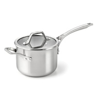 With a copper core layered between aluminum and finished with magnetic stainless steel exterior, this 3-quart sauce pan with lid is designed for the modern at-home chef. With a copper core layered between aluminum and finished with magnetic stainless steel exterior, this 3-quart sauce pan with lid is designed for the modern at-home chef.
