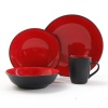 Gibson Vivendi 2-Tone Dinnerware Set, 16-Piece, Red/Black