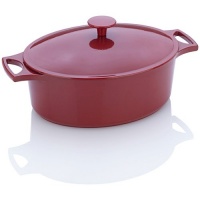 Fagor Michelle B. 5-1/2-Quart Oval Dutch Oven with Lid, Red