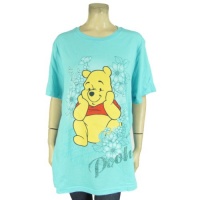 Disney Winnie the Pooh Bear T-Shirt Short Sleeve Top Aqua Glitter Tee (2X) Disney Winnie the Pooh Bear T-Shirt Short Sleeve Top Aqua Glitter Tee (2X)