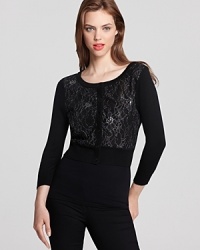 Metallic lace details the front of this soft silk ERIN Erin Fetherston cardigan, the perfect ladylike layer. Metallic lace details the front of this soft silk ERIN Erin Fetherston cardigan, the perfect ladylike layer.