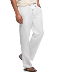 Looking for a lightweight casual pant with an elevated look? Your search is over with these linen striped pants from Perry Ellis. Looking for a lightweight casual pant with an elevated look? Your search is over with these linen striped pants from Perry Ellis.
