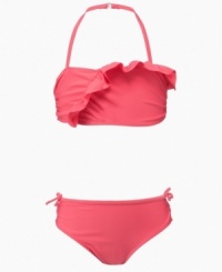 Do the wave! A simple ruffle on this bikini from Penelope Mack makes it a fun choice for the summer sun. Do the wave! A simple ruffle on this bikini from Penelope Mack makes it a fun choice for the summer sun.