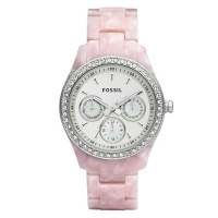 Fossil Women's ES2791 Pink Plastic Quartz Watch with White Dial Fossil Women's ES2791 Pink Plastic Quartz Watch with White Dial