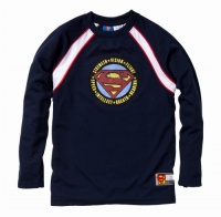 Superman Boys Long Sleeve Crew Neck Raglan Jersey w/ screen print S logo Superman Boys Long Sleeve Crew Neck Raglan Jersey w/ screen print S logo
