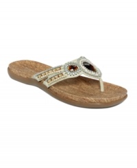 Flip flops for the fashionista. Kenneth Cole Reaction fancied up the All Glam sandals with plenty of metallic, wooden and faceted beads at the straps. Flip flops for the fashionista. Kenneth Cole Reaction fancied up the All Glam sandals with plenty of metallic, wooden and faceted beads at the straps.