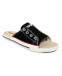 An All-American classic gets a cut-away makeover. Feeling youthful and fun is a given when you slide into the CTAS sandals by Converse. An All-American classic gets a cut-away makeover. Feeling youthful and fun is a given when you slide into the CTAS sandals by Converse.