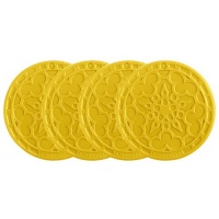Le Creuset Silicone Set of 4 French Coasters, Dijon Le Creuset Silicone Set of 4 French Coasters, Dijon