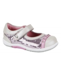 Sweet kicks! She'll be stylish all the way to her toes with these sparkly shoes from Stride Rite made for less falls and more staying on her feet. Sweet kicks! She'll be stylish all the way to her toes with these sparkly shoes from Stride Rite made for less falls and more staying on her feet.