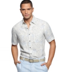 Off the grid. The rugged yet refined look of this short sleeved shirt from Tasso Elba is perfect for subtly standing out from the rest of the pack. Off the grid. The rugged yet refined look of this short sleeved shirt from Tasso Elba is perfect for subtly standing out from the rest of the pack.