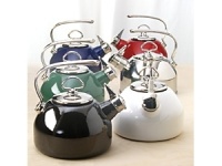 A warm and charming addition to your home, this striking Teakettle features the genuine Hohner® harmonica whistle that plays two notes and sounds like a freight train. A perfect balance of form and function, this 2.5-quart Teakettle has a uniquely curved handle that comfortably follows the curve of your hand. Available in Blue, White, Onyx and Stainless. A warm and charming addition to your home, this striking Teakettle features the genuine Hohner® harmonica whistle that plays two notes and sounds like a freight train. A perfect balance of form and function, this 2.5-quart Teakettle has a uniquely curved handle that comfortably follows the curve of your hand. Available in Blue, White, Onyx and Stainless.