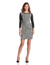 Rebecca Taylor Women's Python Knit Jaquard Long Sleeve Shift, Black, 0 Rebecca Taylor Women's Python Knit Jaquard Long Sleeve Shift, Black, 0