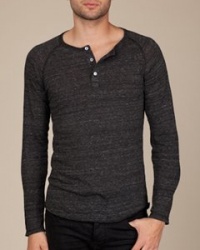 Alternative Unisex 4.4 oz. Long-Sleeve Raglan Henley -ECO BLACK AA1938 SMALL