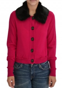 Nanette Lepore Women's Countess Fur-Collar Cardigan Orchid MD Nanette Lepore Women's Countess Fur-Collar Cardigan Orchid MD