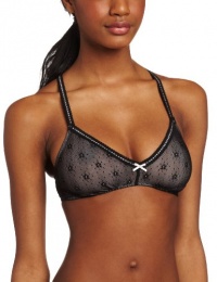 Betsey Johnson Women's Daisy Mesh Bralette, Raven Black, Small