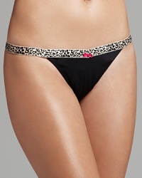 With a leopard-print waistband and pink bows, Betsey Johnson's thong walks the line between everyday and lingerie. Style #722355. With a leopard-print waistband and pink bows, Betsey Johnson's thong walks the line between everyday and lingerie. Style #722355.