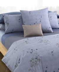 Serene Asian-inspired flora float over soft mauves, lending your room a peaceful elegance. Coordinates with the designer's Rhythmic Stripe pattern. 100% combed cotton with a luxurious 220-thread-count, vat dyed for longer-lasting color and softness. Serene Asian-inspired flora float over soft mauves, lending your room a peaceful elegance. Coordinates with the designer's Rhythmic Stripe pattern. 100% combed cotton with a luxurious 220-thread-count, vat dyed for longer-lasting color and softness.