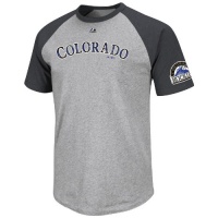 MLB Colorado Rockies Big Leaguer Fashion Crew Neck Ringer T-Shirt, Steel Heather/Charcoal Heather MLB Colorado Rockies Big Leaguer Fashion Crew Neck Ringer T-Shirt, Steel Heather/Charcoal Heather