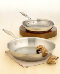The simple fry pan – still one of the most important ingredients for a complete kitchen. This set of two essential skillets sizzle in gleaming stainless steel, sized for any task and treated with a nonstick coating for healthier cooking and easier cleaning. Limited lifetime warranty. (Clearance) The simple fry pan – still one of the most important ingredients for a complete kitchen. This set of two essential skillets sizzle in gleaming stainless steel, sized for any task and treated with a nonstick coating for healthier cooking and easier cleaning. Limited lifetime warranty. (Clearance)