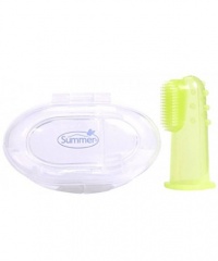 Dr. Mom Finger Tooth Brush with Case, Green/White Dr. Mom Finger Tooth Brush with Case, Green/White