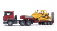 Bruder Scania R-Series Low Loader With Caterpillar Bulldozer Bruder Scania R-Series Low Loader With Caterpillar Bulldozer