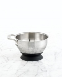 Masters of the mix. Sitting pretty on detachable silicone bases, each stainless steel bowl makes mixing, stirring and whipping a snap by suctioning firmly to the base at any angle, minimizing mess, splatter and strain. Simply remove the base and the round-bottomed dishwasher-safe bowl doubles as a boiler over a saucepan. Lifetime warranty. Masters of the mix. Sitting pretty on detachable silicone bases, each stainless steel bowl makes mixing, stirring and whipping a snap by suctioning firmly to the base at any angle, minimizing mess, splatter and strain. Simply remove the base and the round-bottomed dishwasher-safe bowl doubles as a boiler over a saucepan. Lifetime warranty.