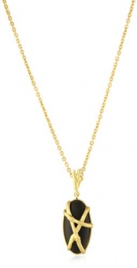 T Tahari Bamboo Gold Necklace with Black Oval Pendant Necklace T Tahari Bamboo Gold Necklace with Black Oval Pendant Necklace
