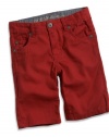 GUESS Kids Boys Baby Boy Five-Pocket Red Denim Shorts (1, RED (24M)