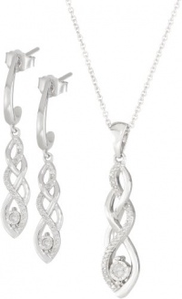 Sterling Silver Diamond Twist Earrings and Pendant Necklace Box Set (1/ 5 cttw, I-J Color, I3 Clarity) Sterling Silver Diamond Twist Earrings and Pendant Necklace Box Set (1/ 5 cttw, I-J Color, I3 Clarity)
