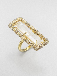 From the Miss Havisham Collection. Their eyes will be drawn right to your hand when you wear this luminous doublet of mother-of-pearl and white quartz that floats within a radiant setting of Swarovski crystals.Mother-of-pearl and white quartzCrystalGoldtoneLength, about 1.5Width, about .5Made in USA From the Miss Havisham Collection. Their eyes will be drawn right to your hand when you wear this luminous doublet of mother-of-pearl and white quartz that floats within a radiant setting of Swarovski crystals.Mother-of-pearl and white quartzCrystalGoldtoneLength, about 1.5Width, about .5Made in USA