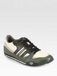This casual classic makes a significant style statement, detailed with textural panels of leather and nylon, in a combination of cool, complementary colors for a sharp finish.Leather/nylon upperPadded insoleRubber soleImported This casual classic makes a significant style statement, detailed with textural panels of leather and nylon, in a combination of cool, complementary colors for a sharp finish.Leather/nylon upperPadded insoleRubber soleImported