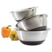 Amco Stainless Steel Mixing Bowls with Non-Skid Silicone Bottom, Set of 3 Amco Stainless Steel Mixing Bowls with Non-Skid Silicone Bottom, Set of 3