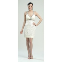 Sue Wong Womens Size 0 Ivory Beaded Sleeveless Cocktail Dress Sue Wong Womens Size 0 Ivory Beaded Sleeveless Cocktail Dress