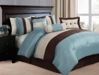 Victoria Classics Hudson 7-Piece King Comforter Set, Blue/Chocolate Victoria Classics Hudson 7-Piece King Comforter Set, Blue/Chocolate