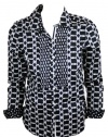 Charter Club Womens Petite Chain Link Print Blouse Top