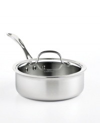 Brilliant good looks. Perfect gourmet results. Combining the long-lasting radiance of stainless steel with the superior performance of a highly conductive, heavy-gauge aluminum core, the Calphalon Tri-Ply shallow saucepan makes it easy to prepare mouthwatering meals day after day -- each more memorable than the last. Lifetime warranty. Brilliant good looks. Perfect gourmet results. Combining the long-lasting radiance of stainless steel with the superior performance of a highly conductive, heavy-gauge aluminum core, the Calphalon Tri-Ply shallow saucepan makes it easy to prepare mouthwatering meals day after day -- each more memorable than the last. Lifetime warranty.