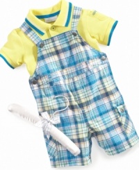 Quite a palette. Begin to expand his style sense early with this darling polo shirt and plaid shortalls from First Impressions. Quite a palette. Begin to expand his style sense early with this darling polo shirt and plaid shortalls from First Impressions.