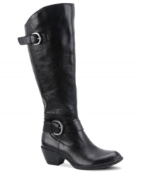 Born's Kylli boots have an angled shaft that sets them apart from the rest. Buckled straps finish the look with subtle shine. Born's Kylli boots have an angled shaft that sets them apart from the rest. Buckled straps finish the look with subtle shine.