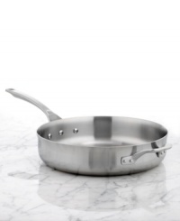 The professional's pick. Five layers of highly conductive metals, including a copper core, stainless steel interior and exterior and 2 layers of aluminum, heat and cool quickly & evenly to keep temperatures consistent across the entire pan. A brilliant dishwasher-safe exterior lights up your space and creates a versatile cooking surface, where searing and deglazing are nearly effortless. Lifetime warranty. The professional's pick. Five layers of highly conductive metals, including a copper core, stainless steel interior and exterior and 2 layers of aluminum, heat and cool quickly & evenly to keep temperatures consistent across the entire pan. A brilliant dishwasher-safe exterior lights up your space and creates a versatile cooking surface, where searing and deglazing are nearly effortless. Lifetime warranty.