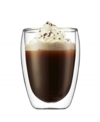 Keep hot drinks hot and cold drinks cold with these innovative drinking glasses. Cleverly crafted in a unique borosilicate glass with a double layer of insulation to reduce heat transfer in or out of the glass. The glass never sweats, ice doesn't deplete and coasters are a thing of the past! Holds 12 ounces. Keep hot drinks hot and cold drinks cold with these innovative drinking glasses. Cleverly crafted in a unique borosilicate glass with a double layer of insulation to reduce heat transfer in or out of the glass. The glass never sweats, ice doesn't deplete and coasters are a thing of the past! Holds 12 ounces.