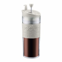 Bodum Double-Wall 16-Ounce Thermal Plastic Travel Coffee and Tea Press with Bonus Tumbler Lid, White Bodum Double-Wall 16-Ounce Thermal Plastic Travel Coffee and Tea Press with Bonus Tumbler Lid, White