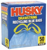 Husky HK30DS050BU 30-Gallon Drawstring Recycling Blue Bags, 50 Count