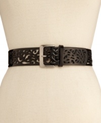 Swirling designs and intricate detail create an elegant faux-leather belt from Style&co.