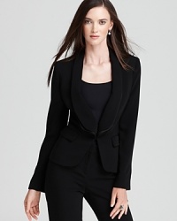 Impeccable tailoring and clean lines combine to deliver a striking Anne Klein jacket. Work the statement piece with sparkly frocks or dress it down with distressed denim. Impeccable tailoring and clean lines combine to deliver a striking Anne Klein jacket. Work the statement piece with sparkly frocks or dress it down with distressed denim.