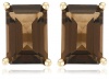 14k Gold Emerald-Cut Gemstone Studs