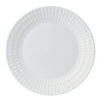 Embossed with clean, geometric patterns comprised of subtle diamond shapes, this attractive set of dinnerware is crafted in pure white bone china for a mannered elegance that complements your finest table setting. Embossed with clean, geometric patterns comprised of subtle diamond shapes, this attractive set of dinnerware is crafted in pure white bone china for a mannered elegance that complements your finest table setting.